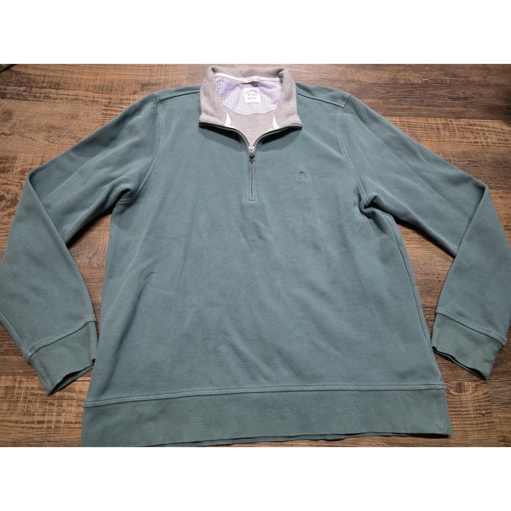 Brooks Brothers men's L quarter zip cotton sweatshirt in teal green